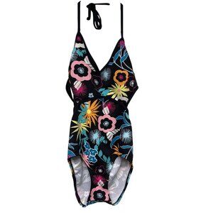 Coco Rave Women's Chloe Monokini Black Floral Swimsuit Swimwear Size Small NEW